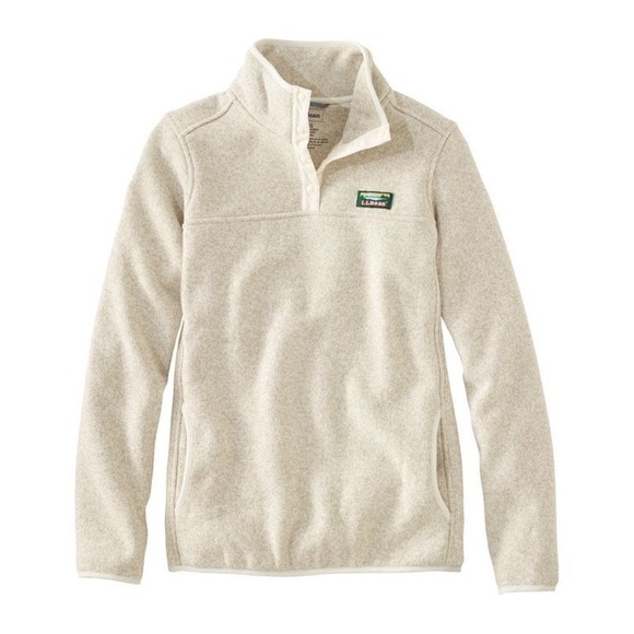 L.L. Bean Sweaters - L.L. BEAN Henley Fleece Pull Over Sweatshirt in Cream